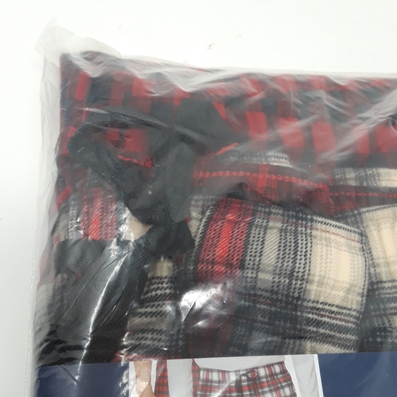 2 Pack NAUTICA Sleepwear Fleece Pajama Sleep Pants Red Check/Plaid Men's M - Picture 9 of 10